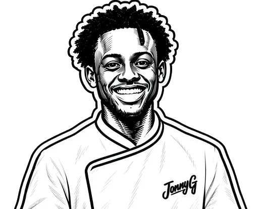 Illustration of Chef JonnyG smiling in his chef coat